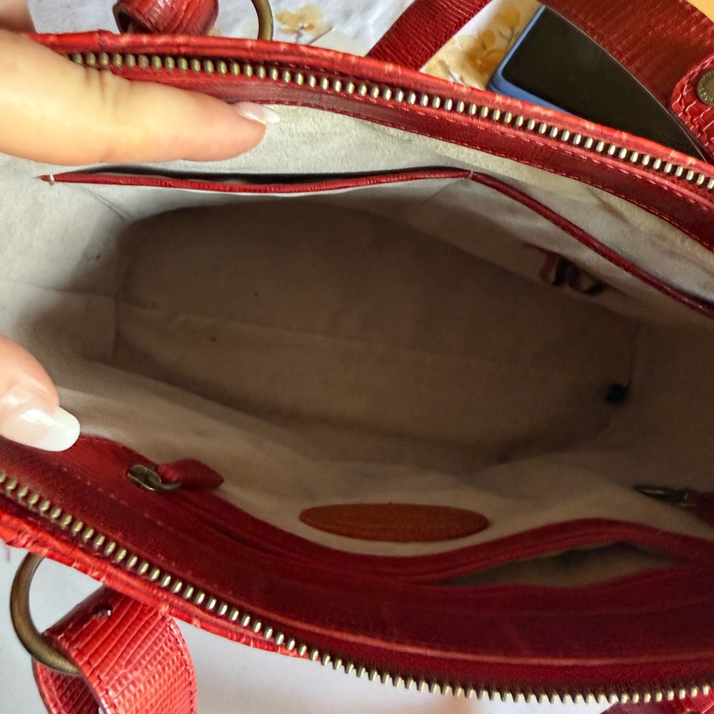 Vtg Brahmin Red Leather Tote Bag Prissy Collection Croc-Embossed Purse - Picture 7 of 15